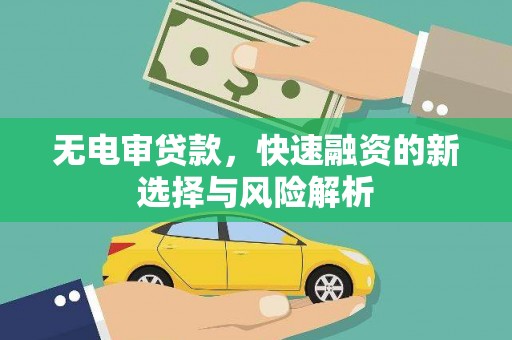 万峦无电审贷款，快速融资的新选择与风险解析