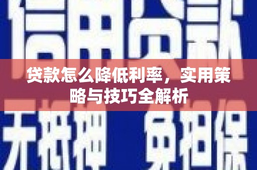 万峦贷款怎么降低利率，实用策略与技巧全解析