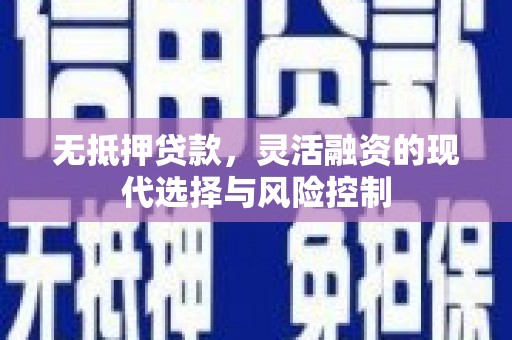 万峦无抵押贷款，灵活融资的现代选择与风险控制