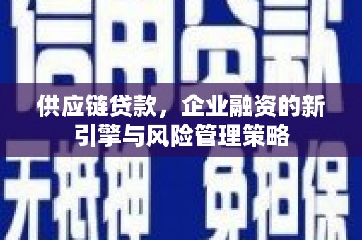 万峦供应链贷款，企业融资的新引擎与风险管理策略