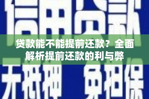 万峦贷款能不能提前还款？全面解析提前还款的利与弊