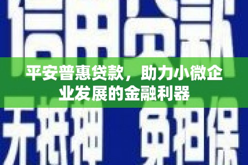 万峦平安普惠贷款，助力小微企业发展的金融利器